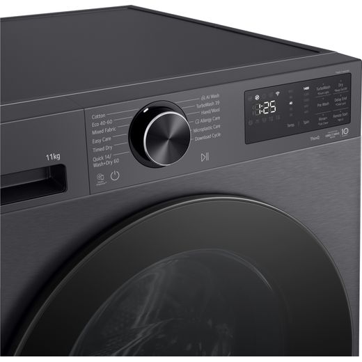 LG Series 5 AI Direct Drive W4X5016TBB Wifi Connected 11Kg / Washer Dryer with 1400 rpm - Essence Matte Black - Control panel
