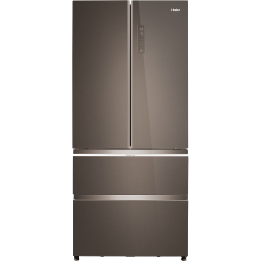 Haier HB18FGSAAA American Fridge Freezer - Titanium Glass