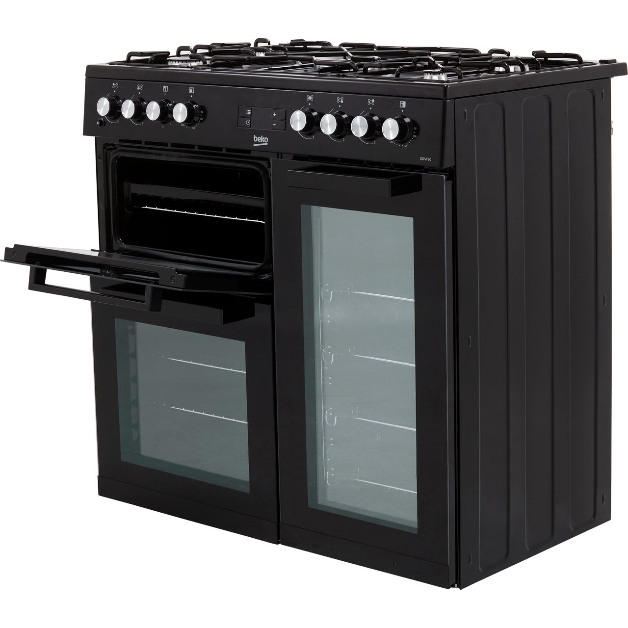 Beko KDVF90K 90cm 5 Burners A/A Dual Fuel Range Cooker Black New