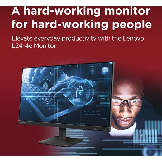 Lenovo L24-4e 23.8" Full HD 100Hz Monitor - Black - Annotation - Elevate everyday productivity