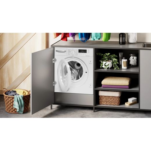 Bosch Series 4 WKD28260GB Integrated 8Kg / 5Kg Washer Dryer with 1400 rpm - White - washing machine in living room shot 