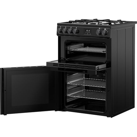 Belling BEL FSA VISION 60DF 60cm Double Oven Dual Fuel Mini Range Cooker - Black - Door open