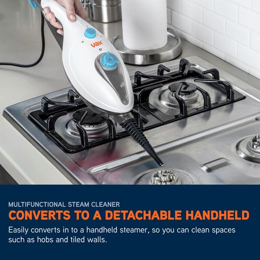 Vax Steam Clean Multi S85-CM Steam Mop with up to 15 Minutes Run Time and Detachable Handheld - White - Annotation - Converts to detached handheld