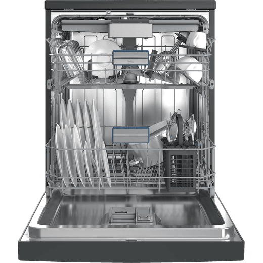 Beko b300 Standard Dishwasher - front shot of door open with crockery inside