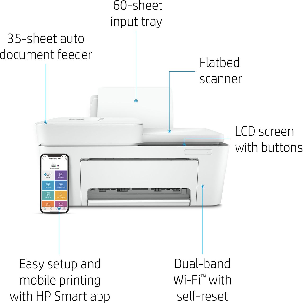 3XV14B#672 | HP DeskJet Plus 4120 Inkjet Printer | ao.com