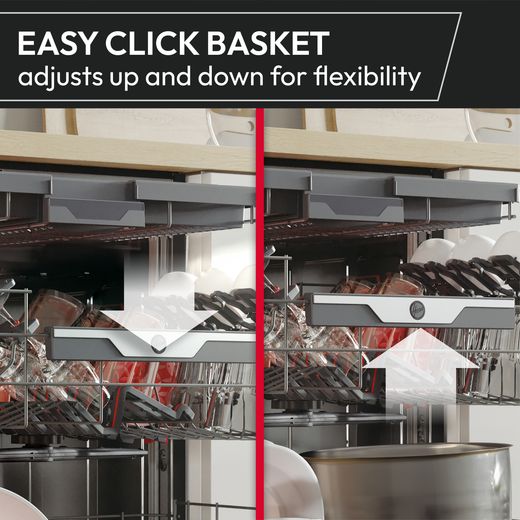Hoover H-DISH 500 Fully Integrated Standard Dishwasher - Anthracite - annotation - easy click basket 