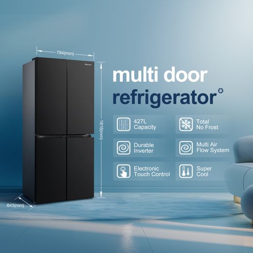 Fridgemaster American Cross Door American Fridge Freezer - Black - Annotation - Features
