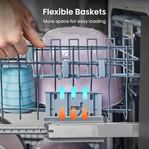 Hisense Integrated Standard Dishwasher - Black - Annotation - Flexible basket shot