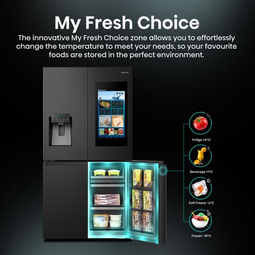 Hisense Pureflat Eclipse American Fridge Freezer - Black - Annotation - My Fresh Choice