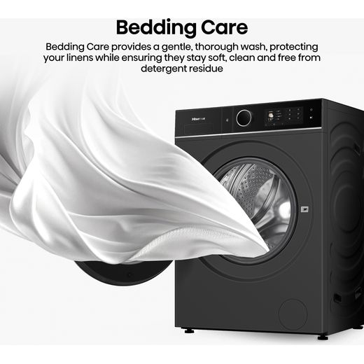 Hisense KitchenFit 5i Series WD5I1245BBRH Wifi Connected / 8Kg Washer Dryer with 1400 rpm - Black - Annotation - bedding care shot