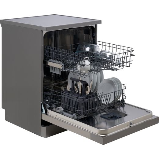 Hisense Standard Dishwasher - Stainless Steel - Right perpsective with door open shot