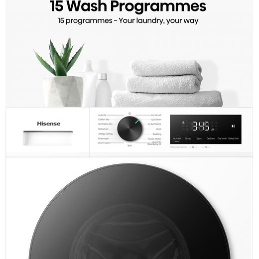 Hisense 1i Series WF1I1142BWL2 11kg Washing Machine with 1400 rpm - White - Annotation - 16 wash programmes shot 