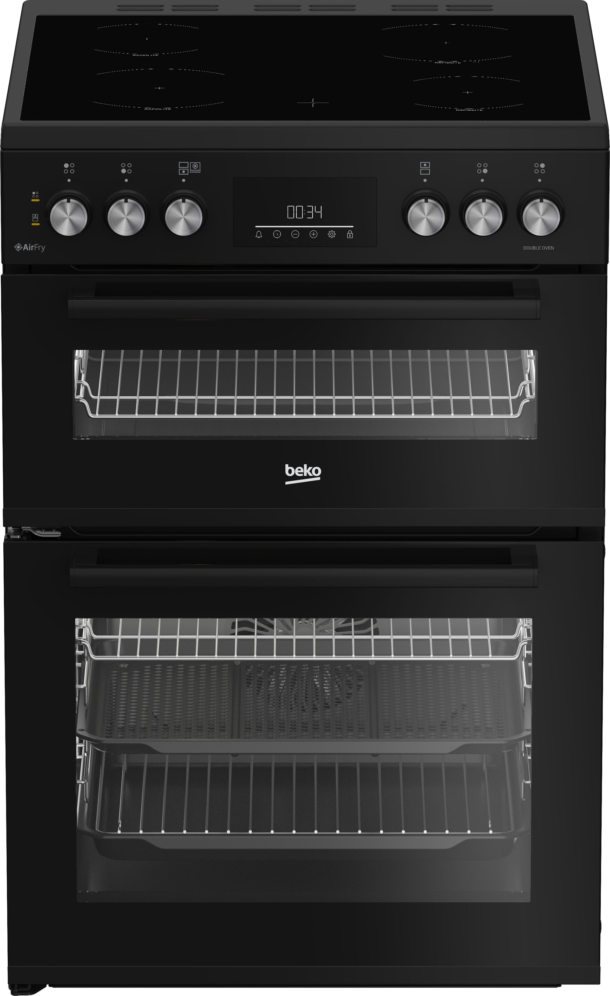 Image of Beko AeroPerfect™ FDCA6732CK 60cm Wide Single Oven Electric Cooker with Ceramic Hob - Black - A/A Rated, Black