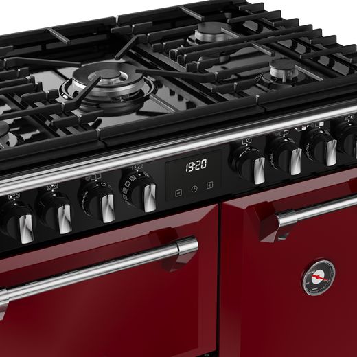 Stoves Richmond DX 90DF 90cm Dual Fuel Range Cooker - Garnet Red - High perpsective shot 