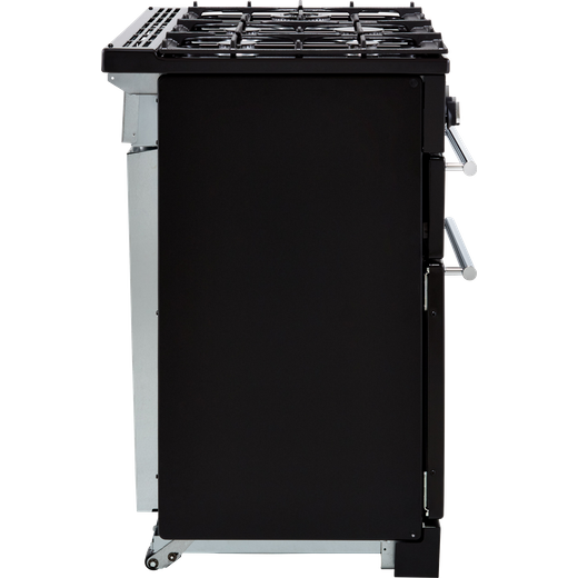 Rangemaster Toledo + 90cm Dual Fuel Range Cooker - Black / Chrome - Side shot