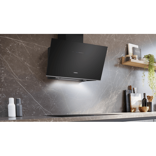 Siemens LC91KLT60B Chimney Cooker Hood - Black - Cooker hood in kitchen shot