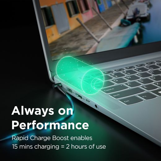 Lenovo IdeaPad Slim 3 15.6" Laptop - Intel® Core™ i5, 512GB SSD, 8 GB RAM - Grey - Annotation - Always on performance shot