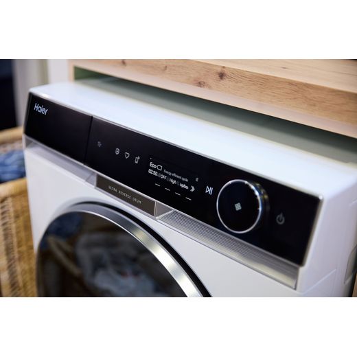 Haier X11 Series HD90-A3Q97U1 Wifi Connected 9Kg Heat Pump Tumble Dryer - White - Cloe up of control panel in utility room shot