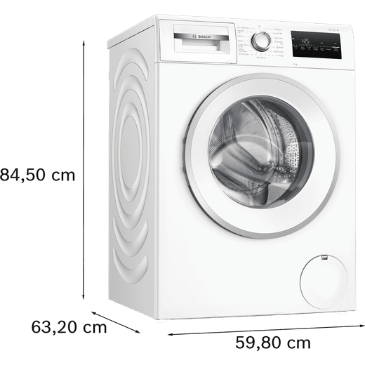 Bosch Series 4 WAN28254GB 8kg Washing Machine with 1351 rpm - White - annotation - dimensions shot