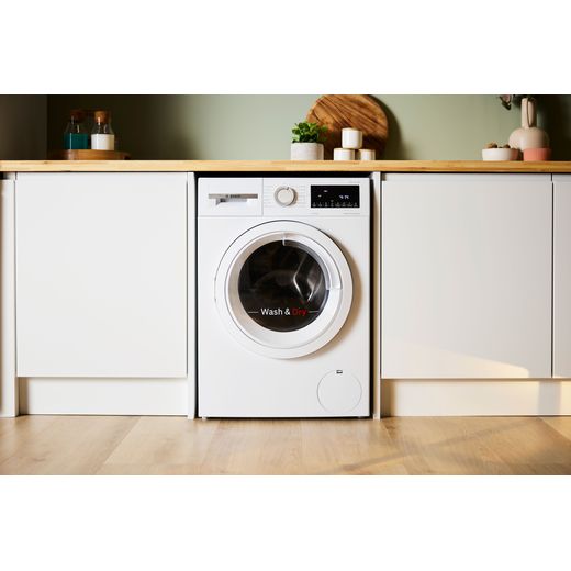 Bosch Series 4 9Kg / 5Kg Washer Dryer - White - Washing machine in kitchen shot