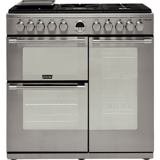 Stoves Sterling S900DF 90cm Dual Fuel Range Cooker - Stainless Steel - A/A/A Rated