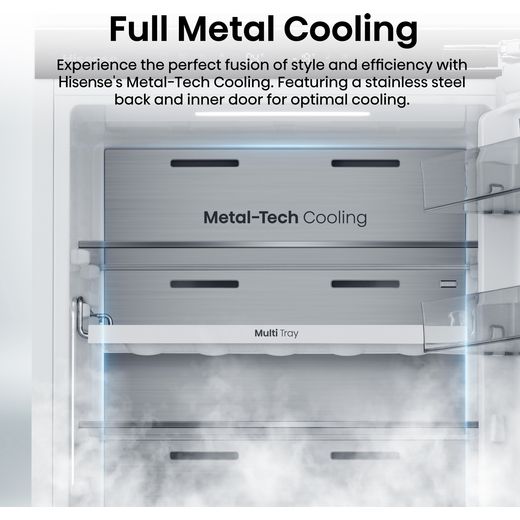 Hisense RB5B250SSWC1 Wifi Connected 54cm 60/40 No Frost Fridge Freezer - White - Annotation - Full metal cooling shot