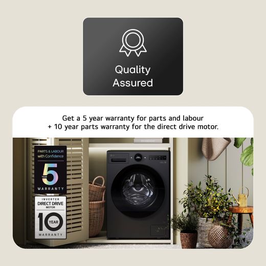 LG Series 10 WHX9516TBC Wifi Connected 11Kg / 6Kg Heat Pump Washer Dryer with 1400 rpm - Black - Warranty