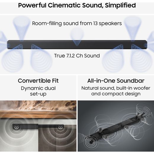 Samsung Q-Series HW-QS90H Bluetooth 7.1.2 Soundbar - Black - annotation - cinematic sound shot 