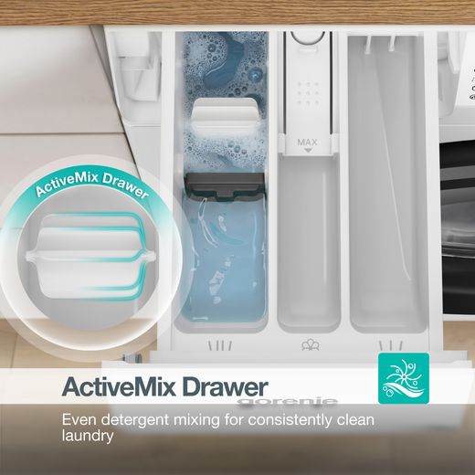 Gorenje G200 Series WG2P84A32/UK 8kg Washing Machine with 1400 rpm - White - Annotation - ActiveMix Drawer