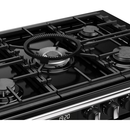 Stoves Richmond Deluxe 110cm Dual Fuel Range Cooker - Black - High hob perspective shot