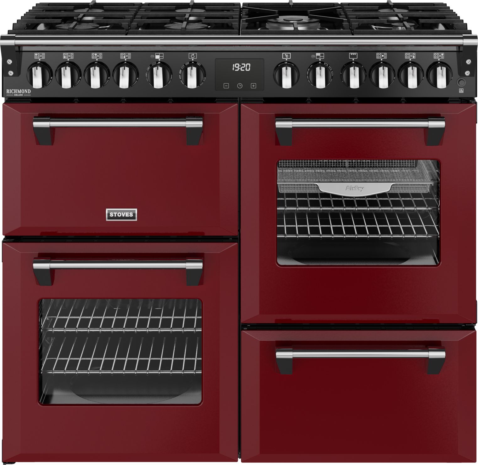 Stoves 100cm Gas Hob Range Cooker - 4 Ovens - Garnet Red