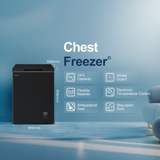Fridgemaster MCF145EB Chest Freezer - Black - Dimensions