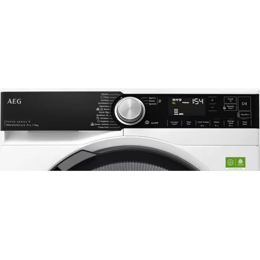 AEG 9000 Series TR959V6BC 9Kg Heat Pump Tumble Dryer - White - Control panel