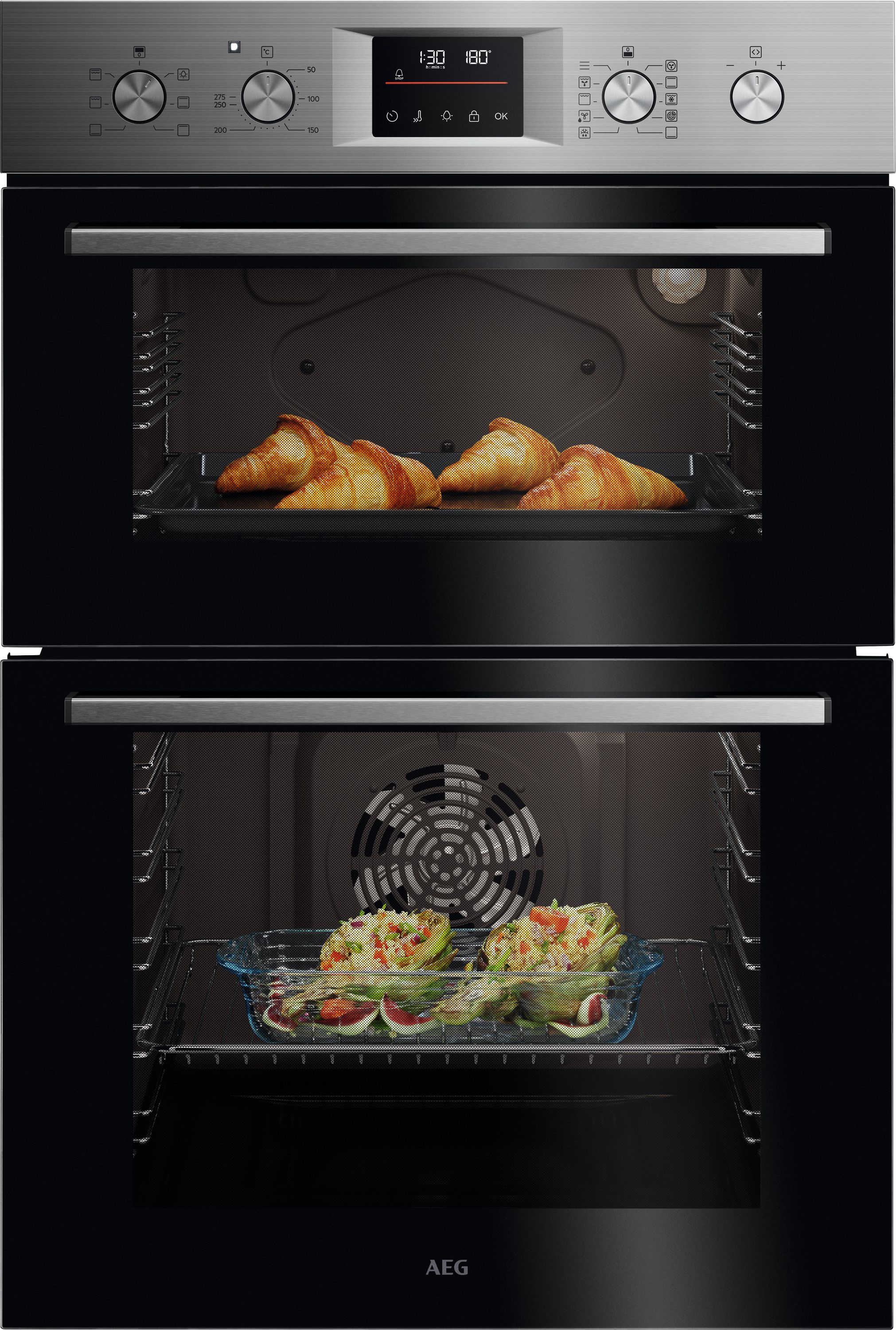 AEG - 6000 Series OU5CP40M - Built In Double Electric Oven - Stainless Steel - A Rated