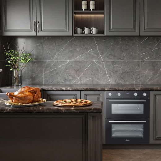 Midea MBOD50M3AD0-BK Built In Electric Single Oven - Black - Oven in kitchen
