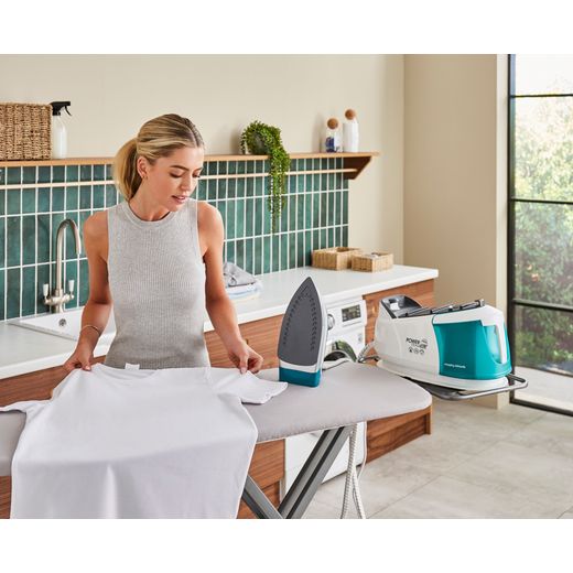 Morphy Richards Power Steam Elite With AutoClean Pressurised Steam Generator Iron - White / Green - Ironoing t-shirt