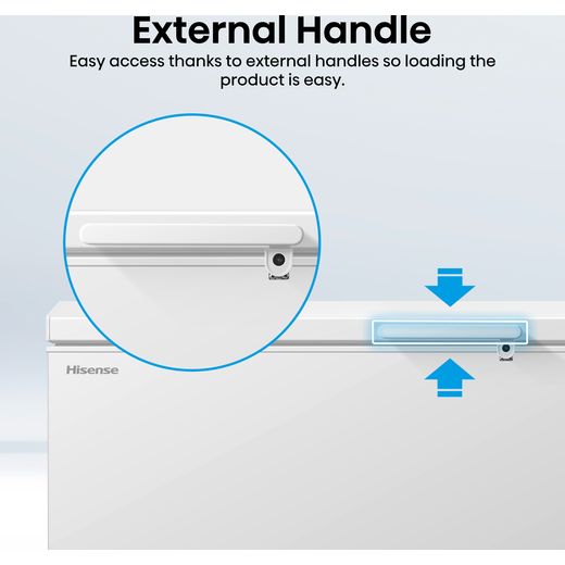Hisense Chest Freezer - White - Annotation - External handle shot
