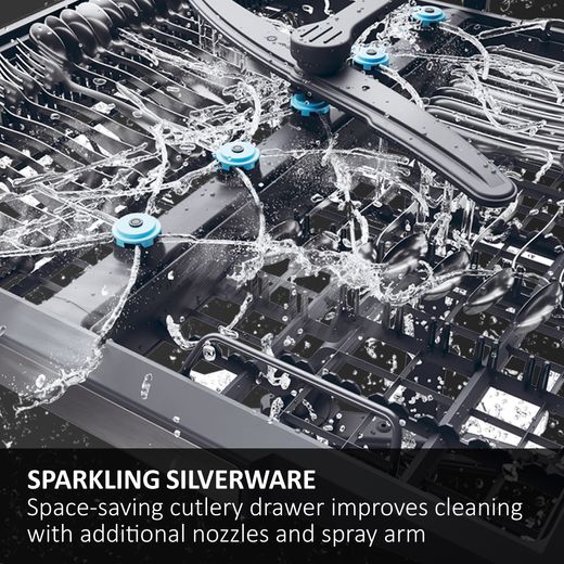 Haier Integrated Standard Dishwasher - Black with Sliding Door Fixing Kit - Annotation - Cutlery drawer