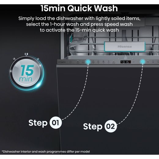 Hisense Standard Dishwasher - Stainless Steel - Annotation - 15min-Quick-Wash