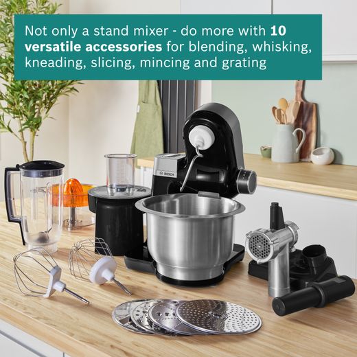 Bosch Series 2 MUMS2VM40G Stand Mixer with 3.8 Litre Bowl - Black - Annotation - 10 accessories