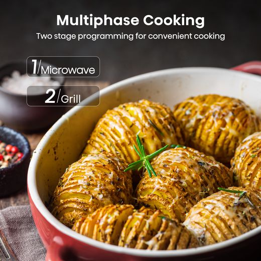 Hisense Hi6 BlackLine BIM325GI63DBGUK Built In Microwave With Grill - Black - Annotation - Multiphase cooking shot