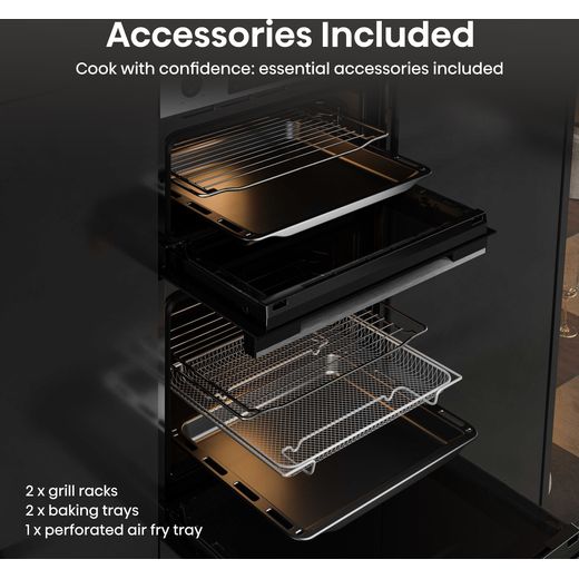 Hisense Hi6 Built In Electric Double Oven - Stainless Steel - Annotation - Accessories included shot