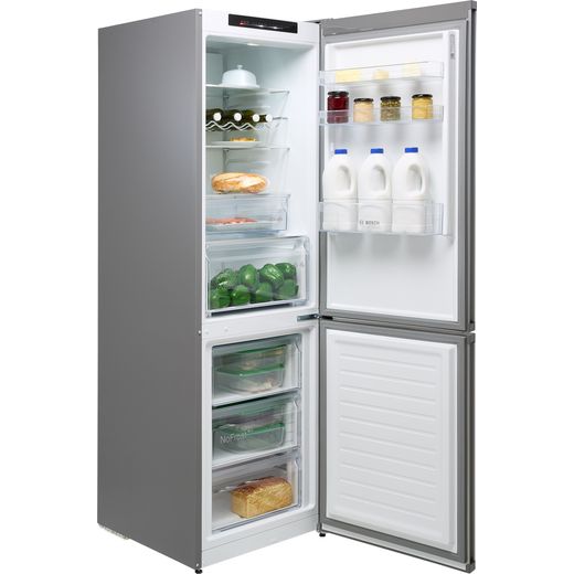 Bosch Series 4 60/40 Frost Free Fridge Freezer - Stainless Steel Effect - Doors open