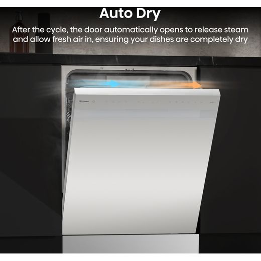 Hisense Standard Dishwasher - White - Annotation - Auto dry shot