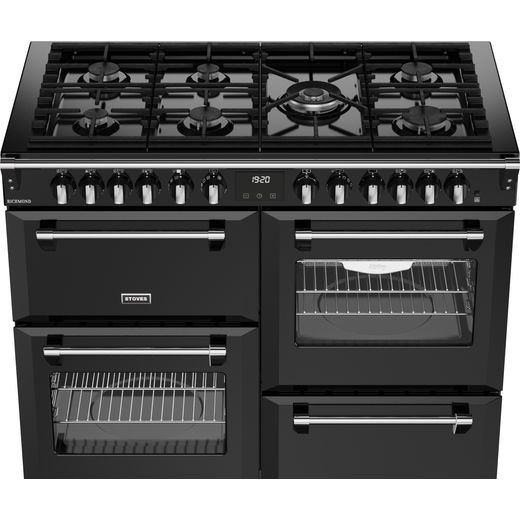 Stoves Richmond 110cm Dual Fuel Range Cooker - Black  - High perspective shoter Electric Gas Black A_8
