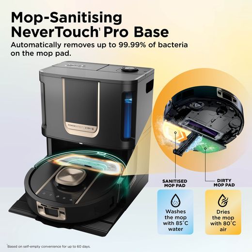 Shark PowerDetect ThermaCharged Robotic Vacuum Cleaner - Black - Annotation - NeverTouch Pro base