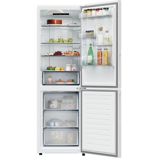 Hoover H-COMBI 300 HONCQ2T618AWK 185cm 60/40 No Frost Fridge Freezer - White - Front with door open shot