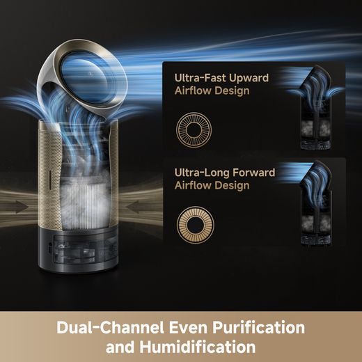 Dreame PM30 CVF15A Air Purifier - Grey - annotation - dual-channel even purification and humidification