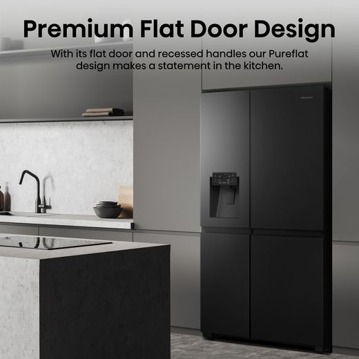 Hisense American Fridge Freezer - Black Stainless Steel - Annotation - Premium flat door design