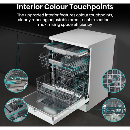 Hisense Standard Dishwasher - White - Annotation - Interior colour touchpoints